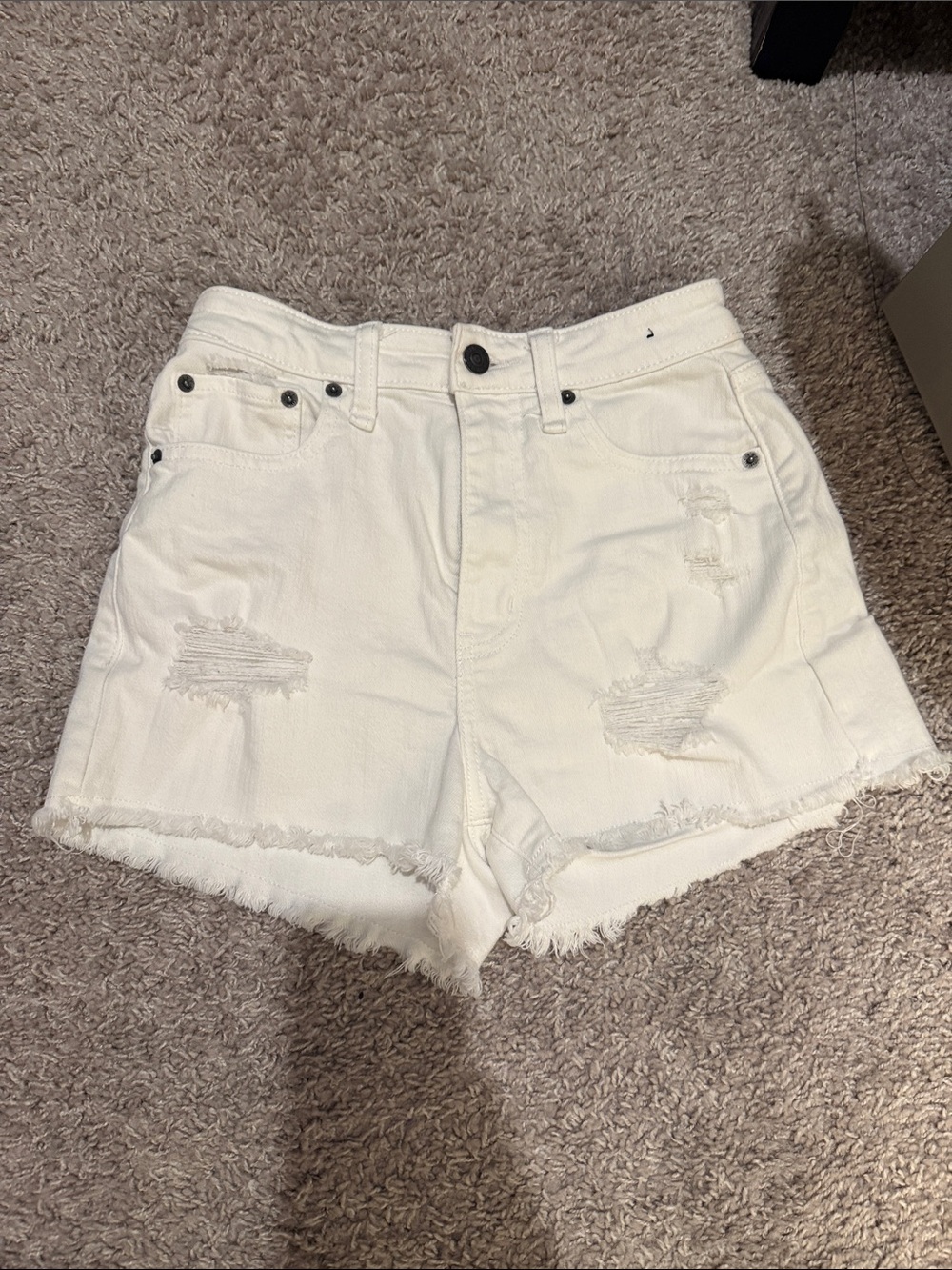 Abercrombie & Fitch White Distressed Denim Cutoff Shorts